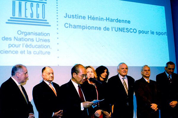 Marcio Barbosa, Koichirō Matsuura, Justine Hénin-Hardenne, UNESCO Sport Champion.