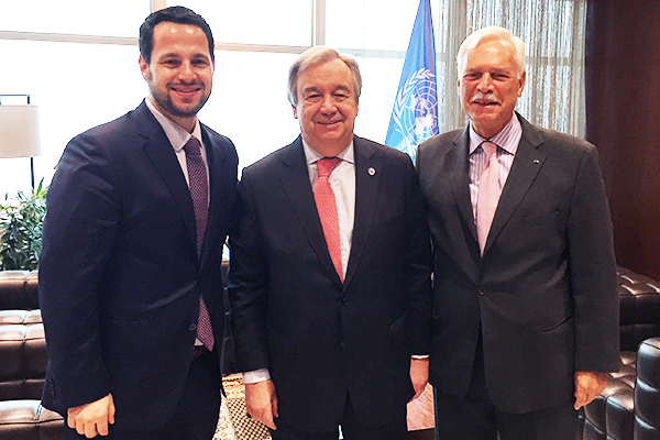 Marcio Barbosa and Alexandre Costa Barbosa with Antonio Guterres, United Nations (UN).